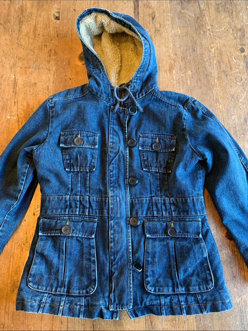 Bubblegum Vintage 1990’s Denim Coat with Sherpa Lining - Blue